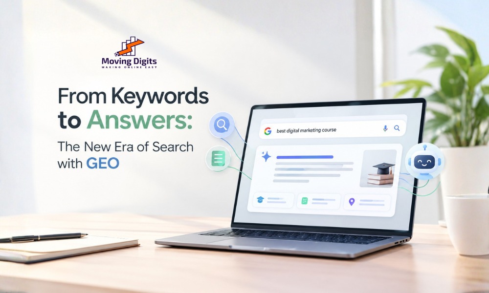 Image shows that From Keywords to Answers The New Era of Search with GEO